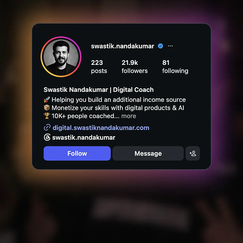 Swastik Nandakumar Instagram profile: 21.9K followers