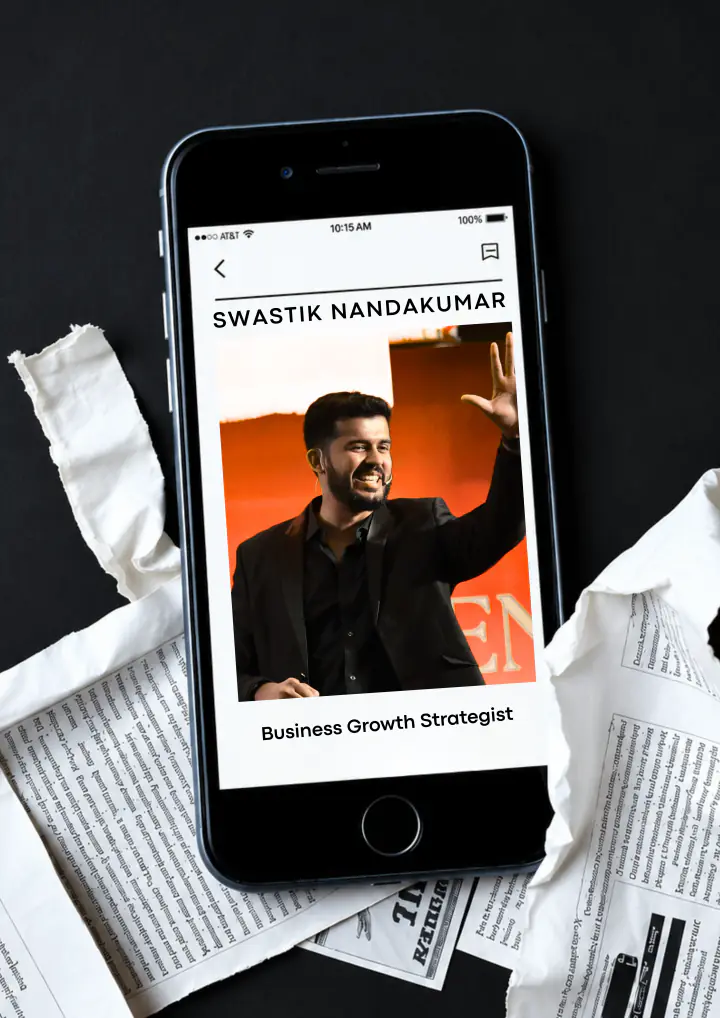The newsletter from Swastik Nandakumar on a phone
