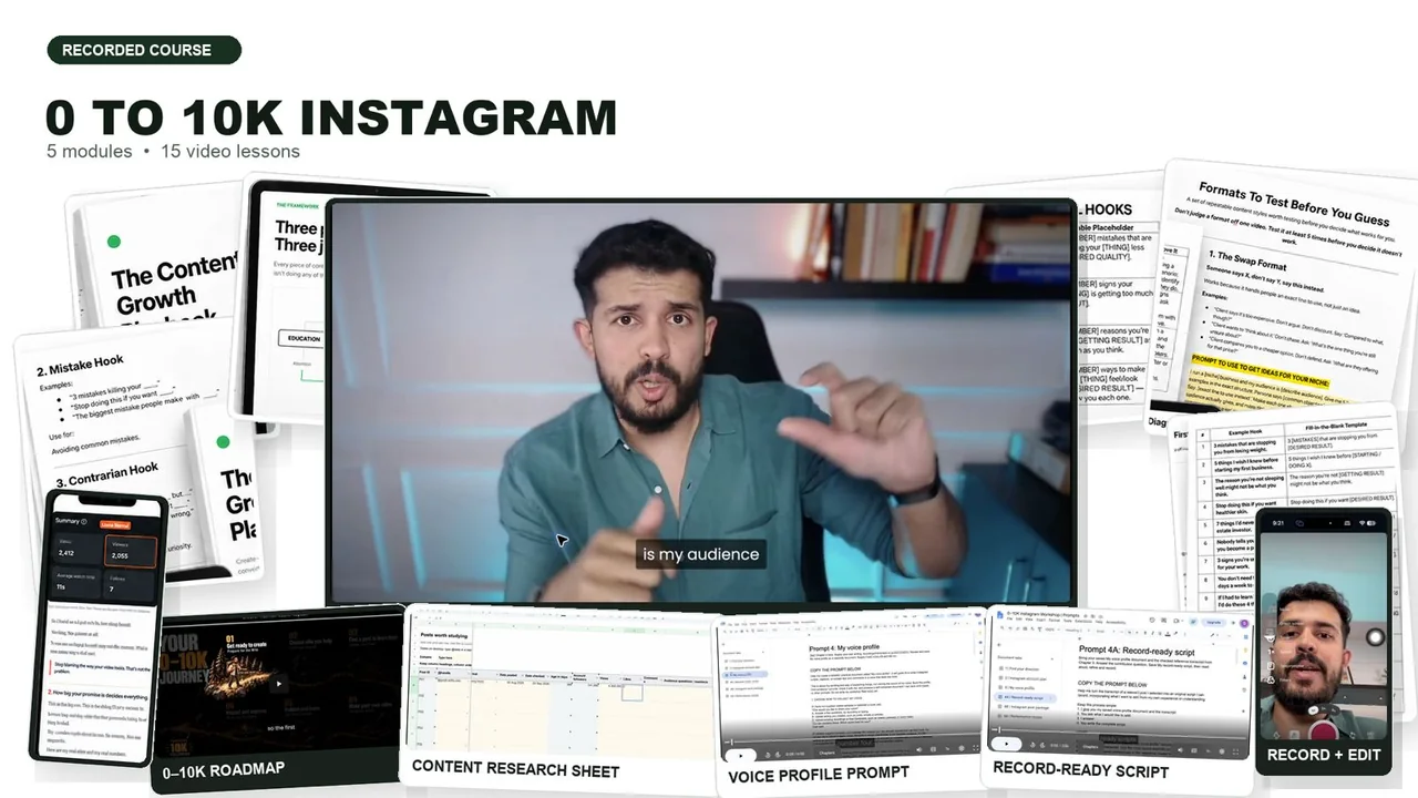 0 → 10K Instagram System recorded workshop: lessons, prompts and templates